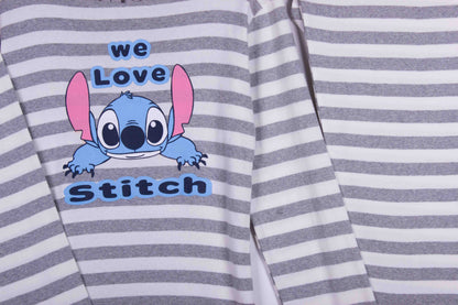 We Love Stitch Striped Grey