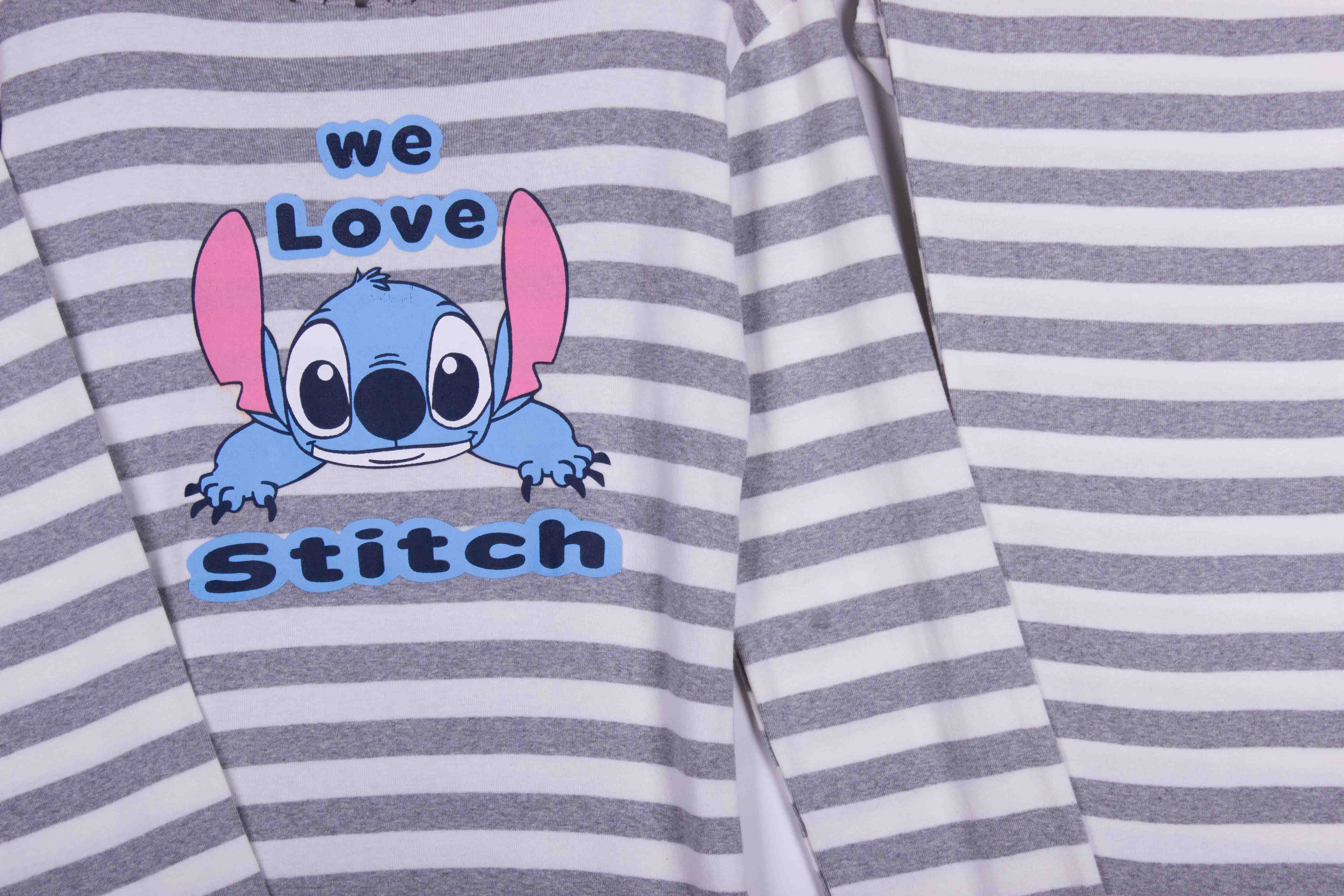We Love Stitch Striped Grey