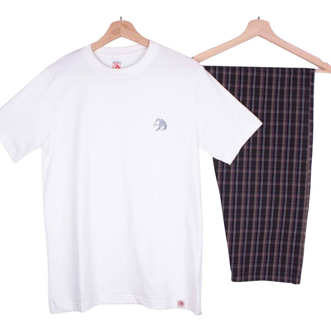 Pure White, Earth Tone Plaid