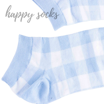 Pastel Gingham Socks – 3-Pack (Yellow, Pink, Blue)