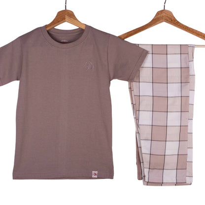 Mushroom Beige Windowpane Plaid