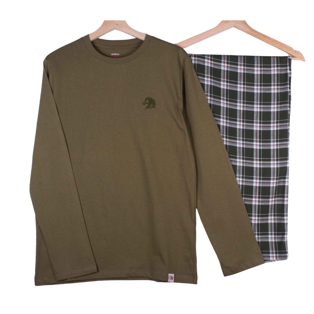 Olive Green & White Checks