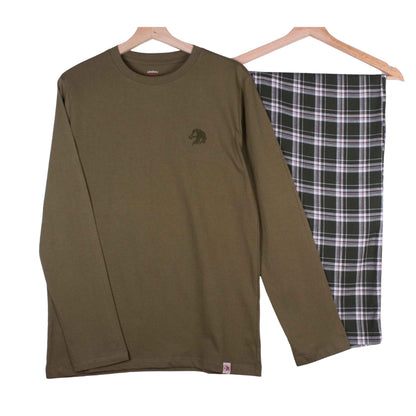 Olive Green & White Checks