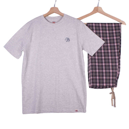Heather Grey Pink Tartan Pajamas