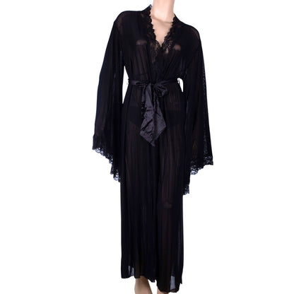 Zara Midnight Long Lace Robe Set