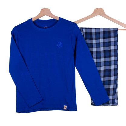 Royal Blue & Grey Checks