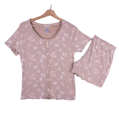 Dusty Rose Bloom Button Up Shorts