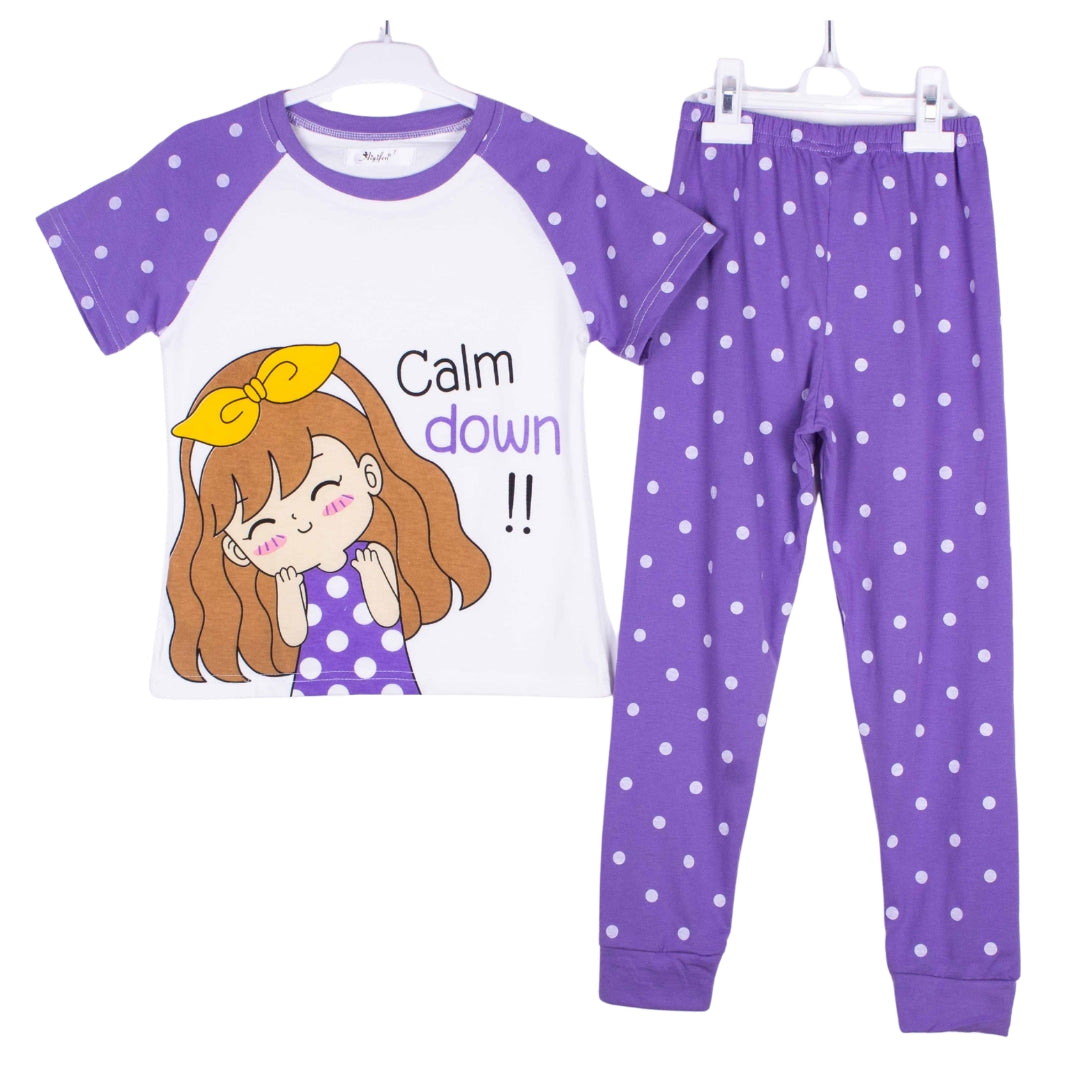 Calm Down Purple Polka