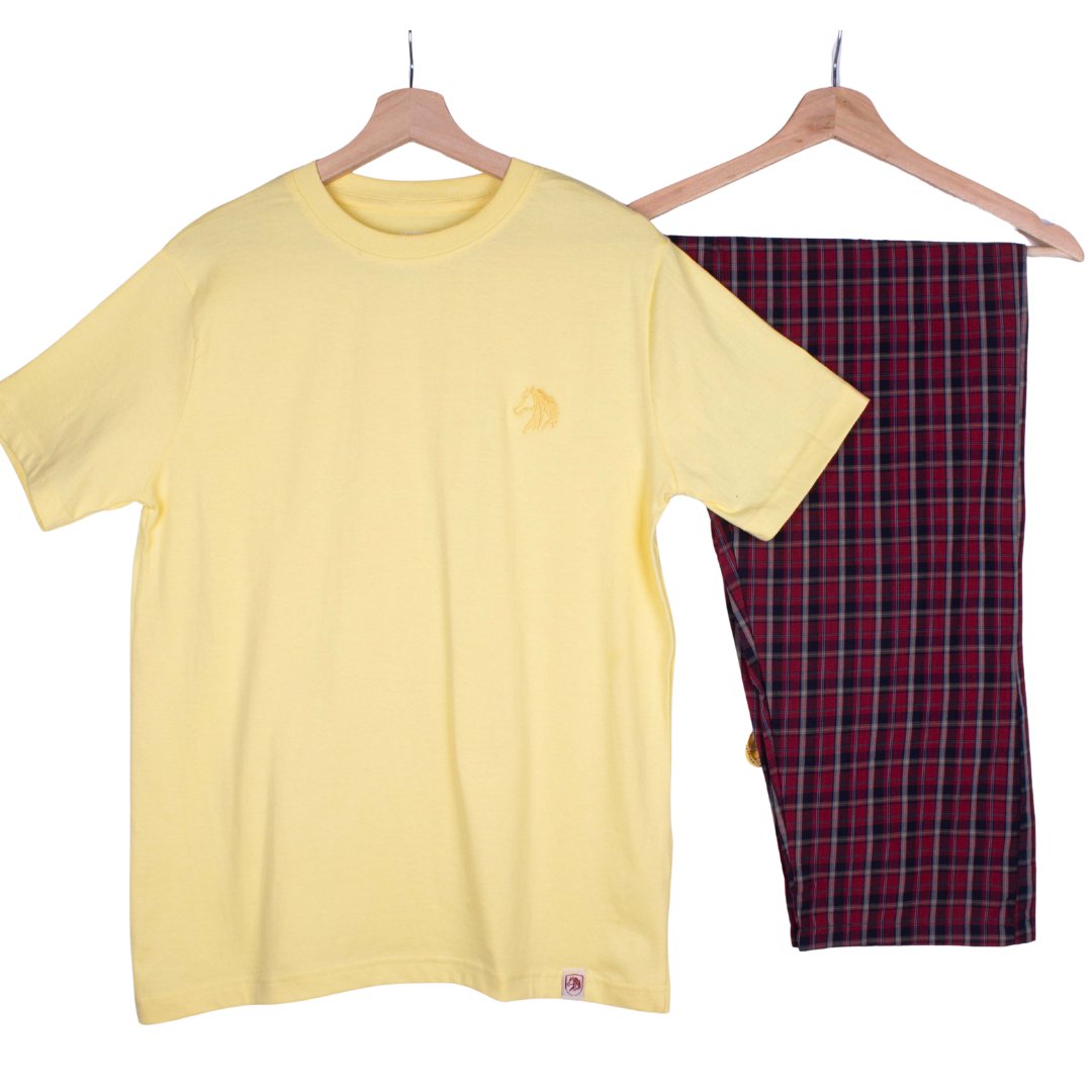 Pale Yellow + Red Tartan Plaid (Match with Dads)