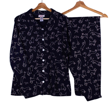 Navy Doodled Button Up Cotton PJ