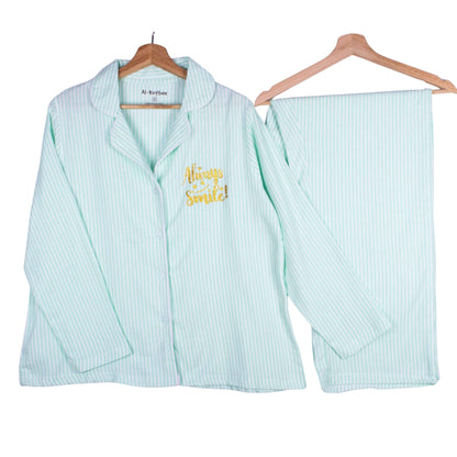 Mint Pinstripe Glittery - Always Smile