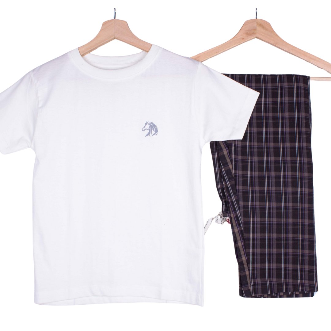 Pure White + Earth Tone Plaid (Match with Dads)