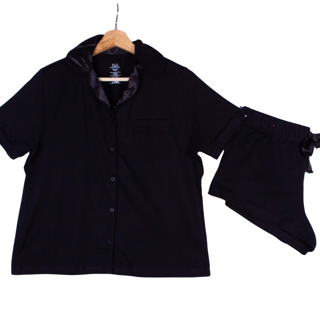 Black Cotton with Satin Collar