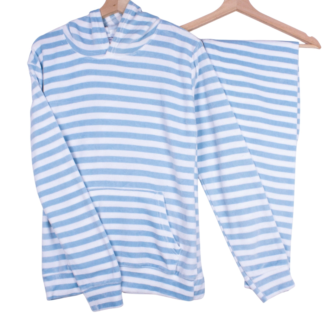 Icy Blue Striped Hoodie