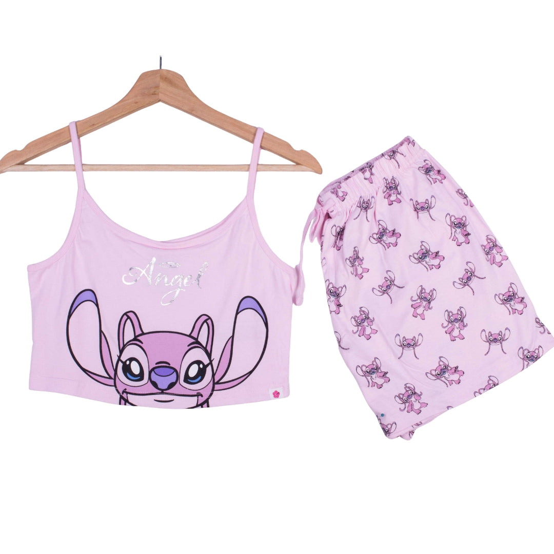 Sweet Pink Angel Tank-Crop Shorts