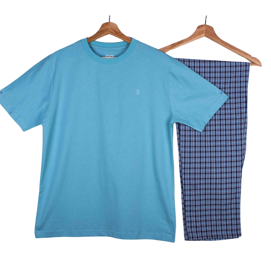 Sky Blue Plaid Grid Check