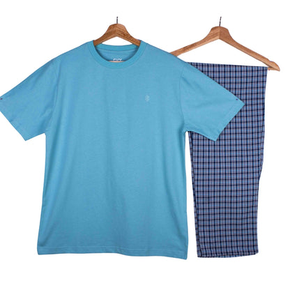 Sky Blue Plaid Grid Check