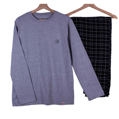 Kids Heather Grey Black Grid