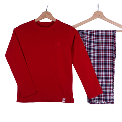 Deep Red & Navy Checks