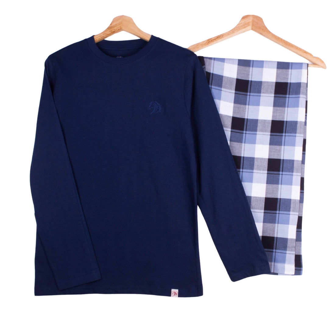 Navy Blue & Grey Checks