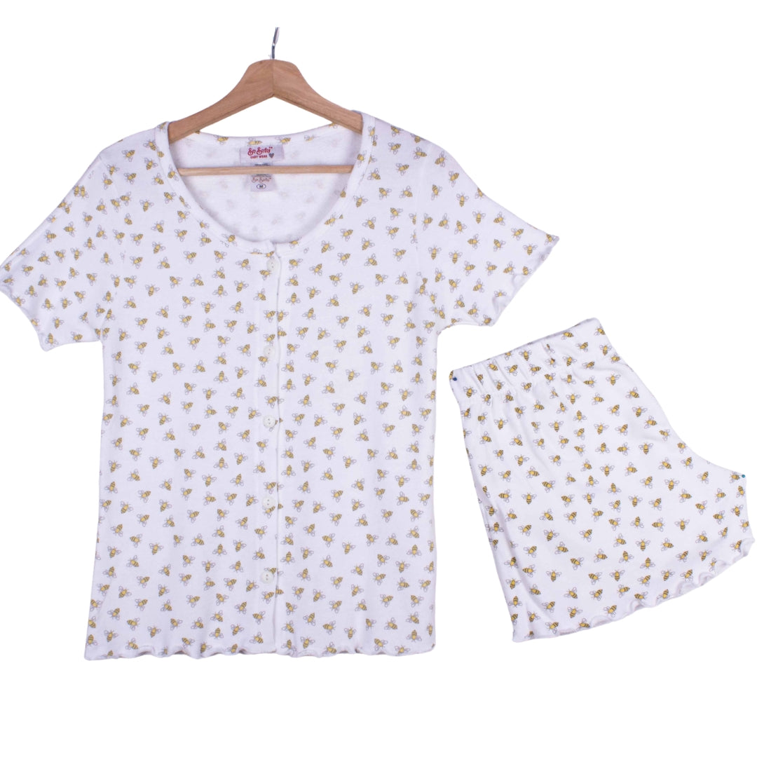 Tiny Bees Cute Button Up Shorts