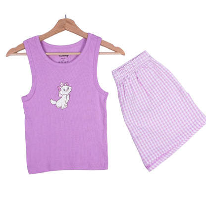 Purple Check Simple Marie Cat Shorts
