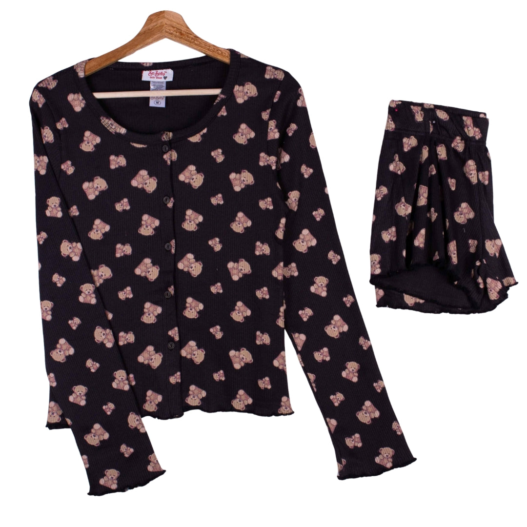 Black & Caramel Teddy Bears Shorts