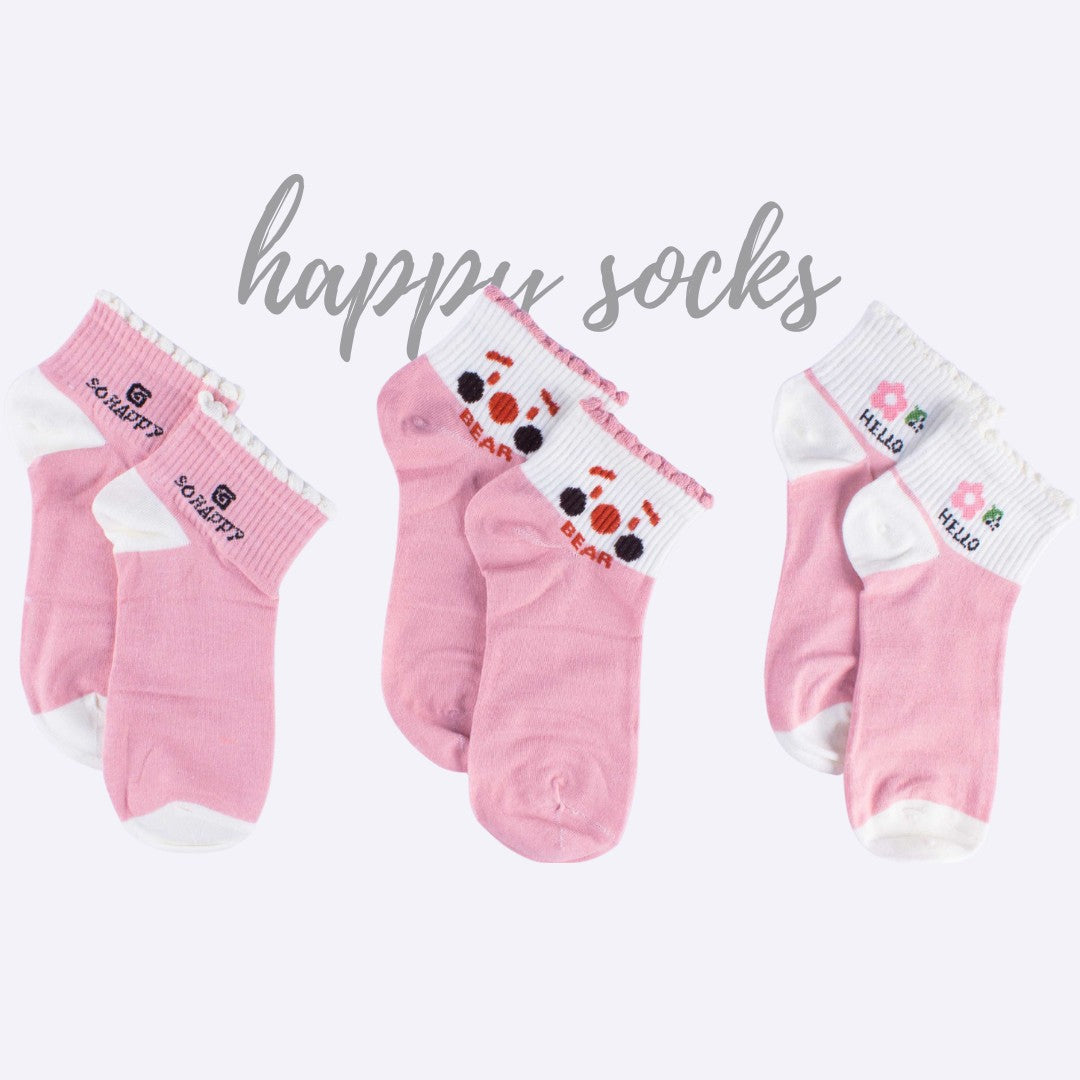Chic Cotton Pink 3-Pack – Cute Ankle Socks