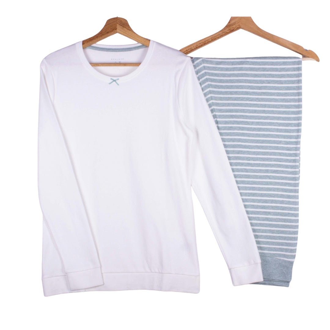 Soft White & Sage Bow Stripes