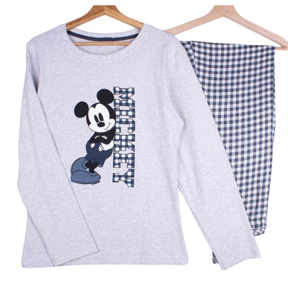 Chillax Mickey - Grey Ribbed Cotton