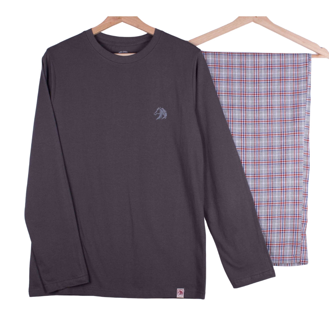 Charcoal Grey & Red Checks