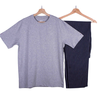 Grey Navy Pinstripe Contrast