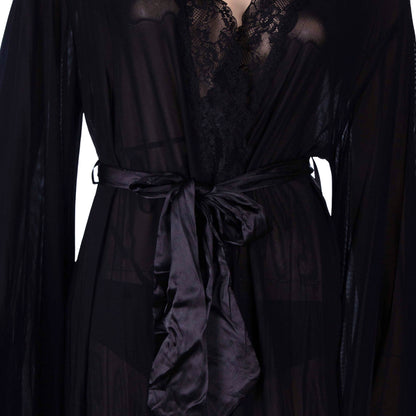 Zara Midnight Long Lace Robe Set