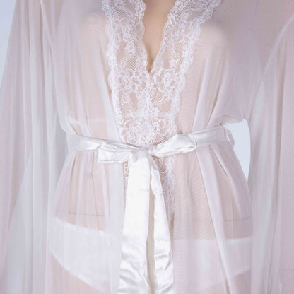 Zara Pearl Long Lace Robe Set