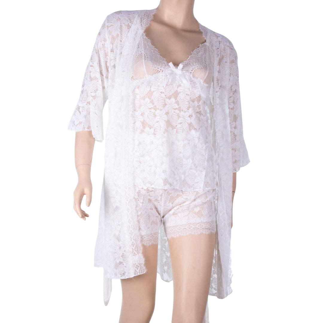 Layali White Lace Lounge Shorts Set