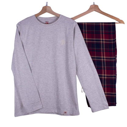 Kids Light Grey Burgundy Tartan