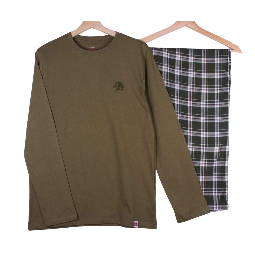 Olive Green & White Checks