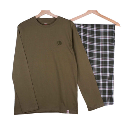 Olive Green & White Checks