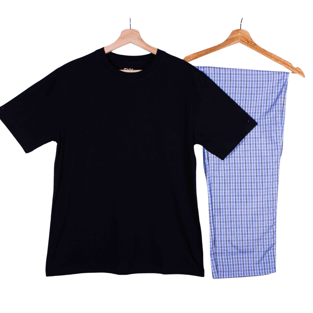 Black Blue Classic Windowpane Check
