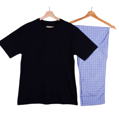 Black Blue Classic Windowpane Check