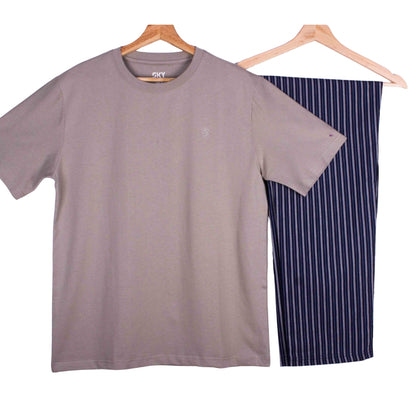 Mushroom Navy Pinstripe