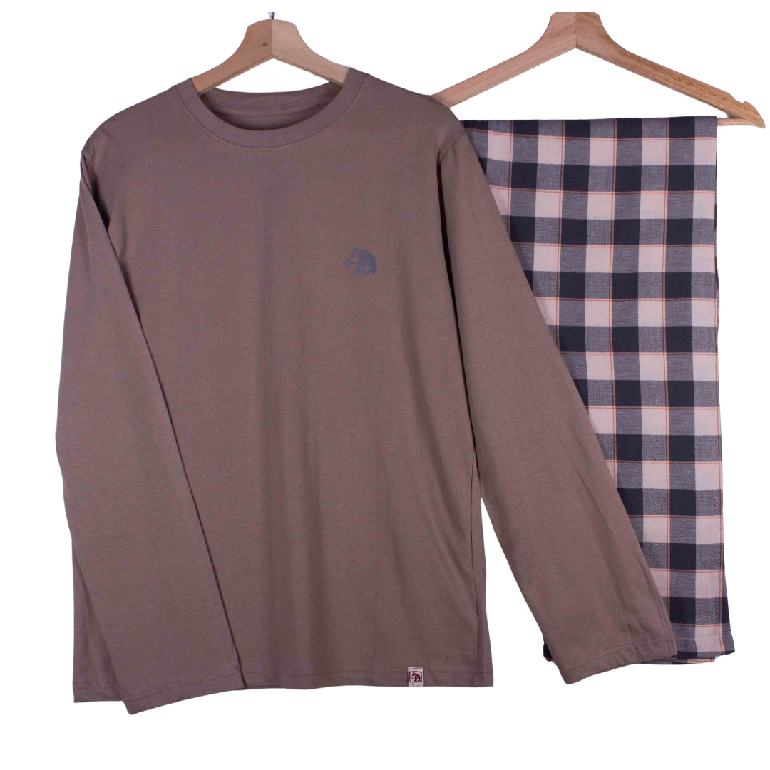 Kids Mocha Cream Gingham Check
