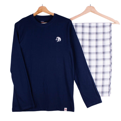 Deep Navy Winter Check Kids Pajama