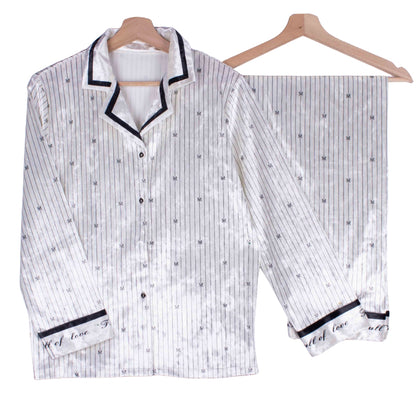 White Pinstripes Classy Velvet