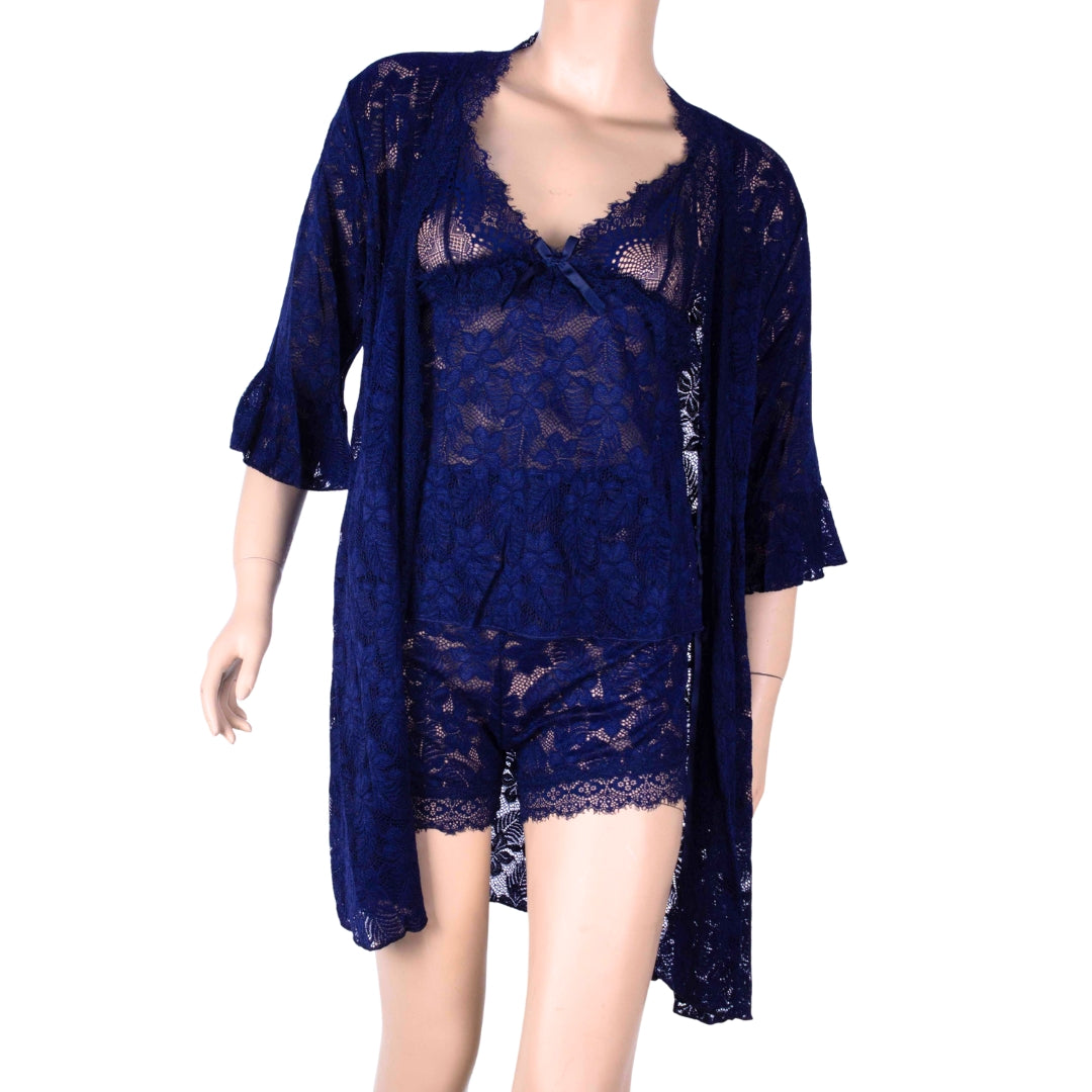 Layali Navy Lace Lounge Shorts Set
