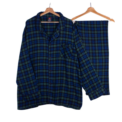 Navy Green Flannel Check