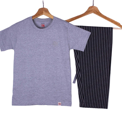 Kids Heather Grey Charcoal Stripe Pajamas