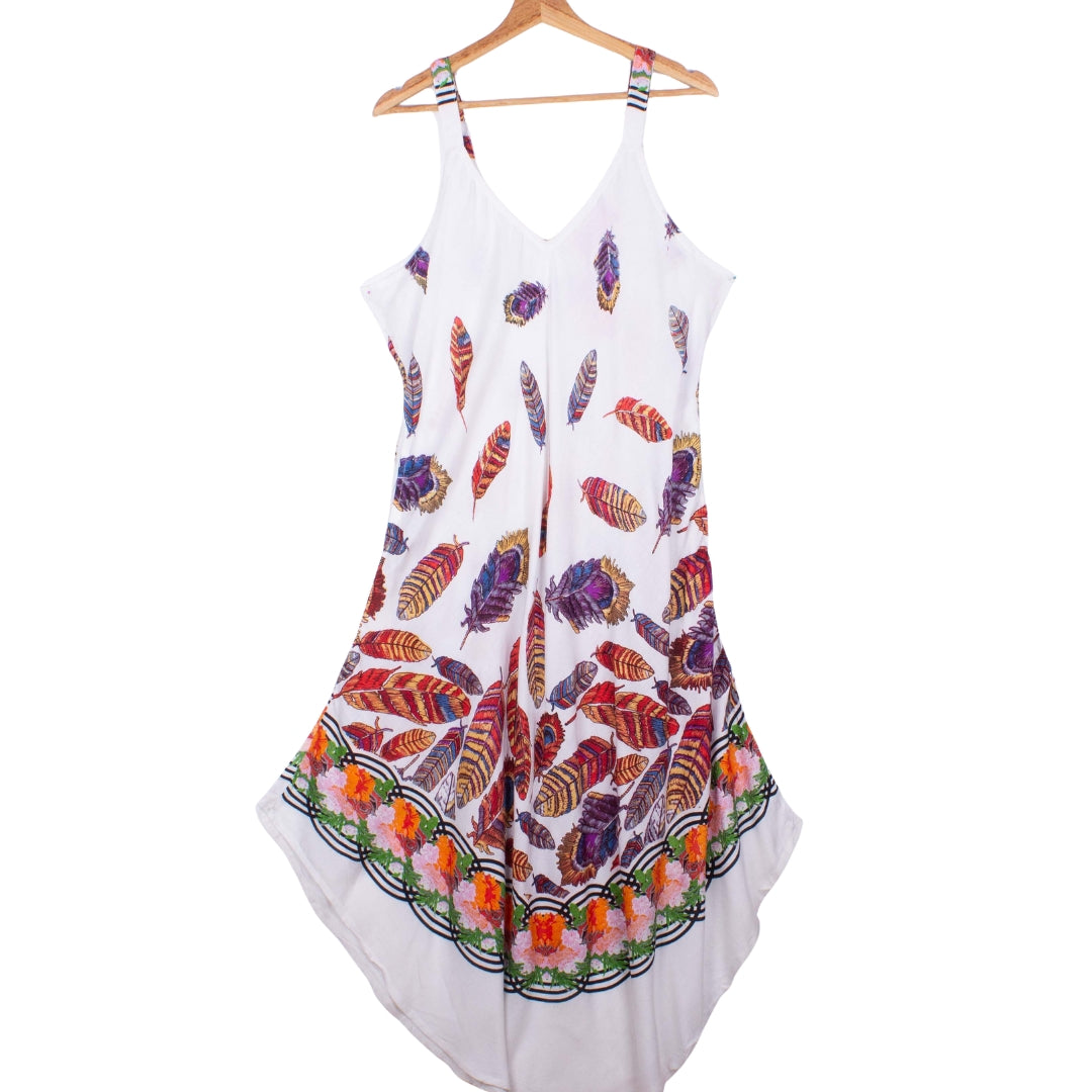 Feather Boho Dress (Soft Cotton)