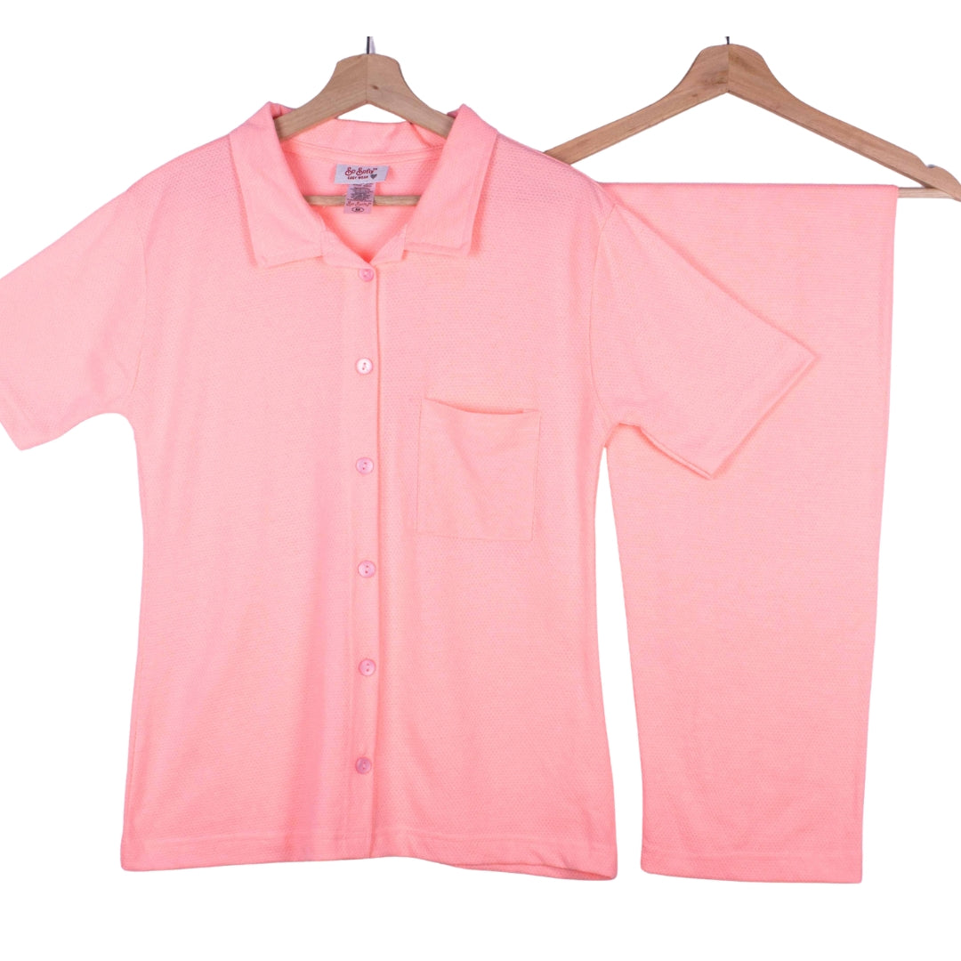 Fluorescent Plain Pink Ribbed 100% Cotton