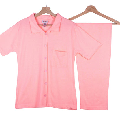 Fluorescent Plain Pink Ribbed 100% Cotton